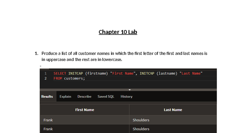 Chapter 10 SQL Lab 1: Customer Data & Book Analysis Results - Studocu