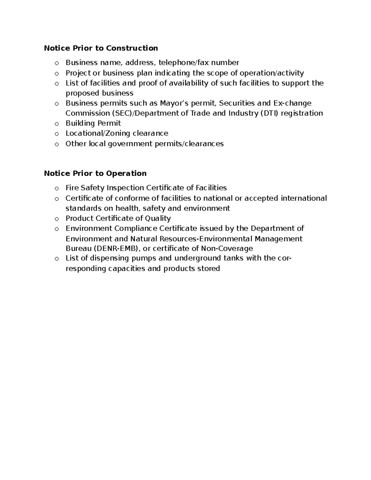 DOE Requirements - Doe requuirements - Notice Prior to Construction o ...
