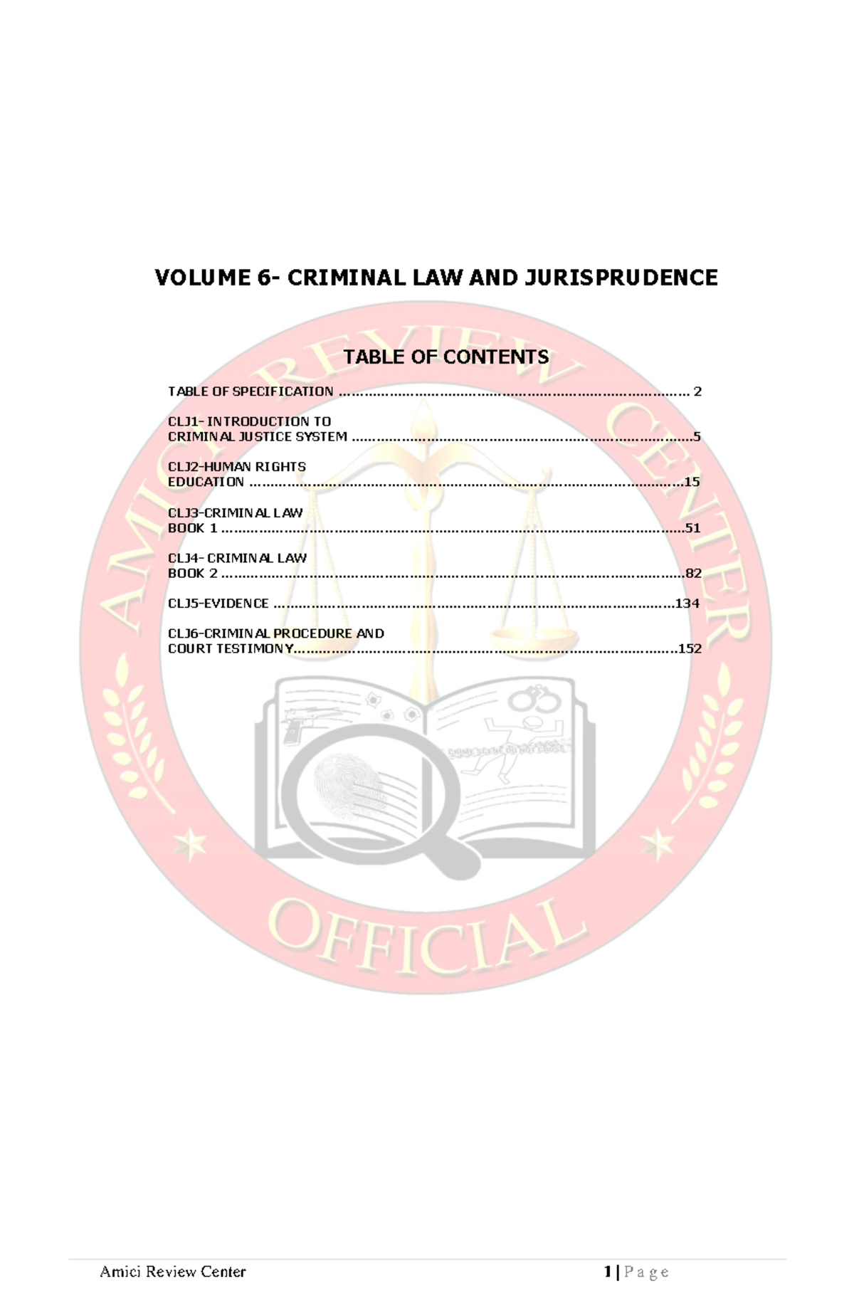 V6-CLJ - Comprehensive Overview of Criminal Law and Jurisprudence - Document Preview