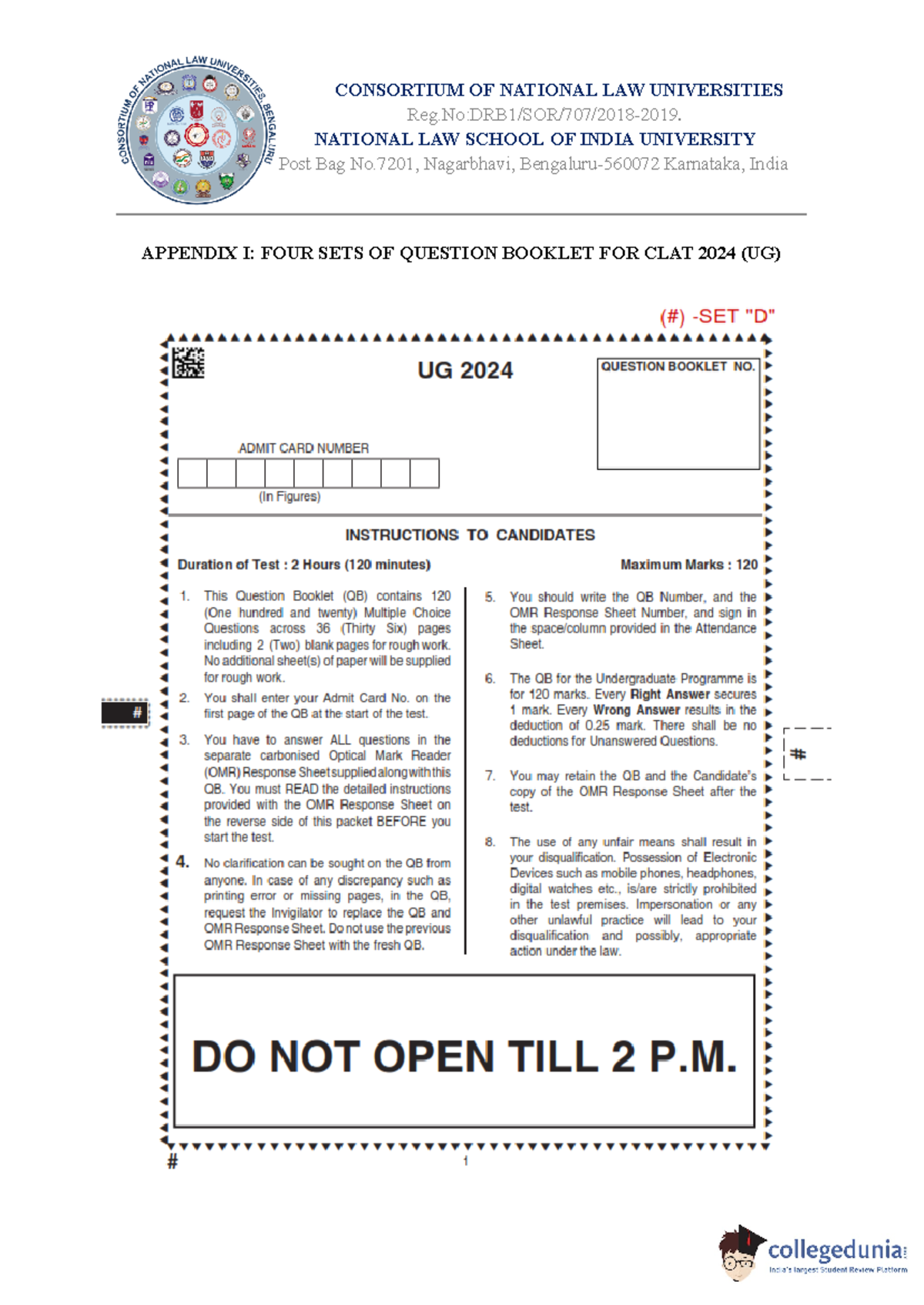 CLAT PG 3 - Sample Question Paper for 2024 Exam Preparation - Studocu