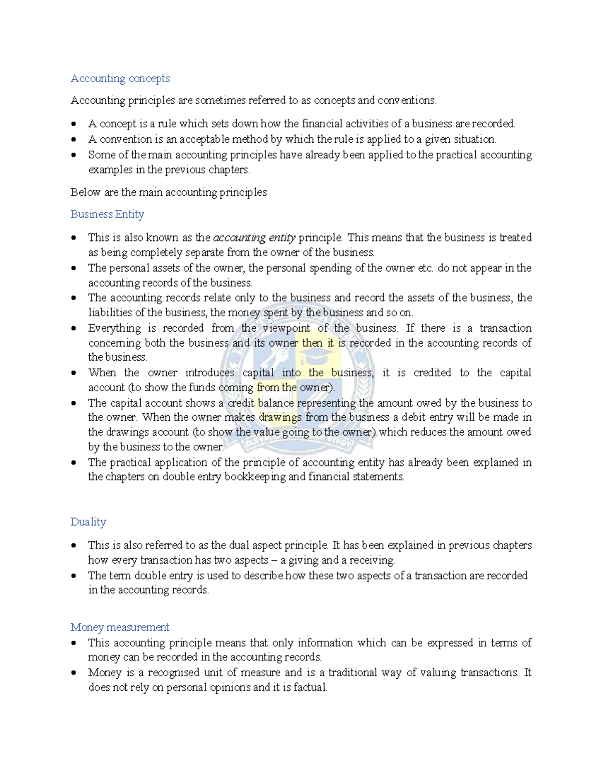 Accounting concepts and principles: A comprehensive overview - Studocu