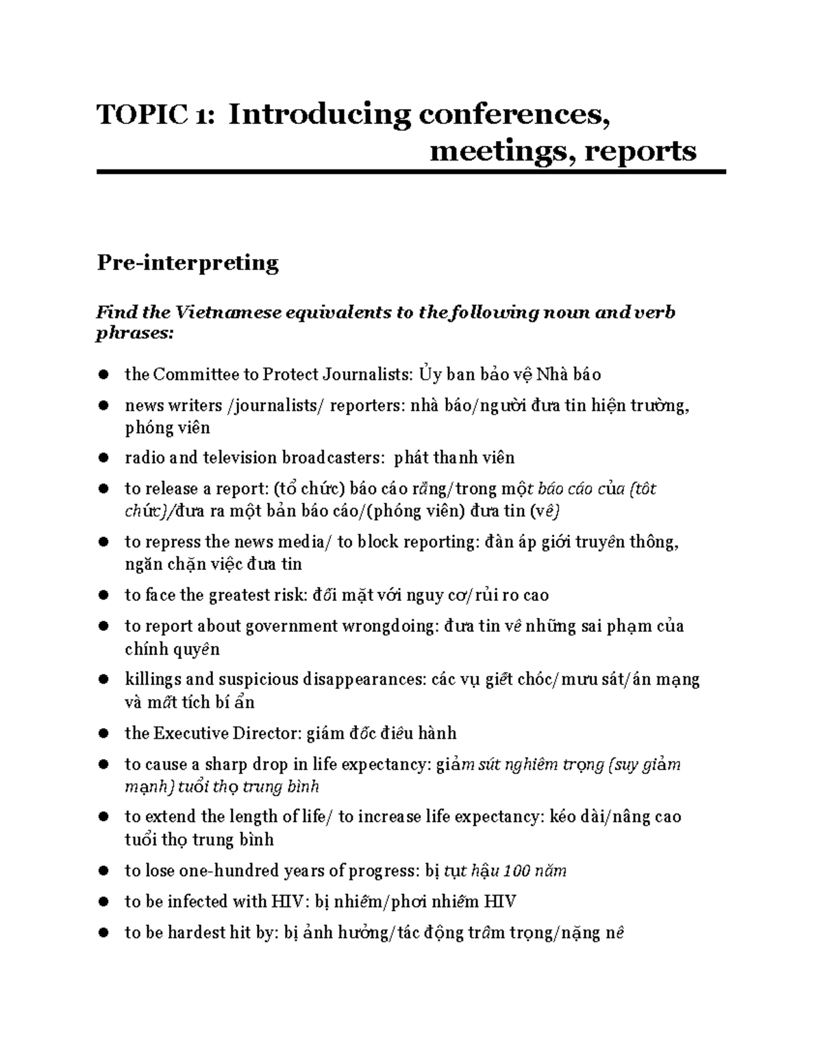 Topic 1 Course Materials: Conferences and Reporting Essentials - Studocu