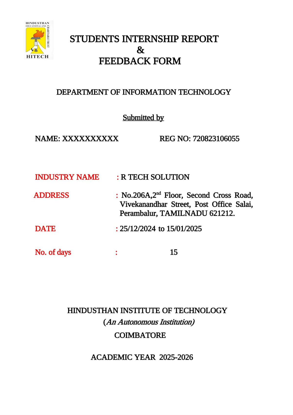 Internship Report: Frontend Web Development at R Tech Solution (IT 2025 ...