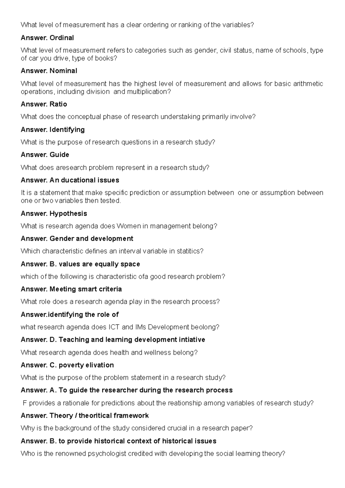 Educ 113 Research 1: Levels of Measurement & Key Concepts in Research ...