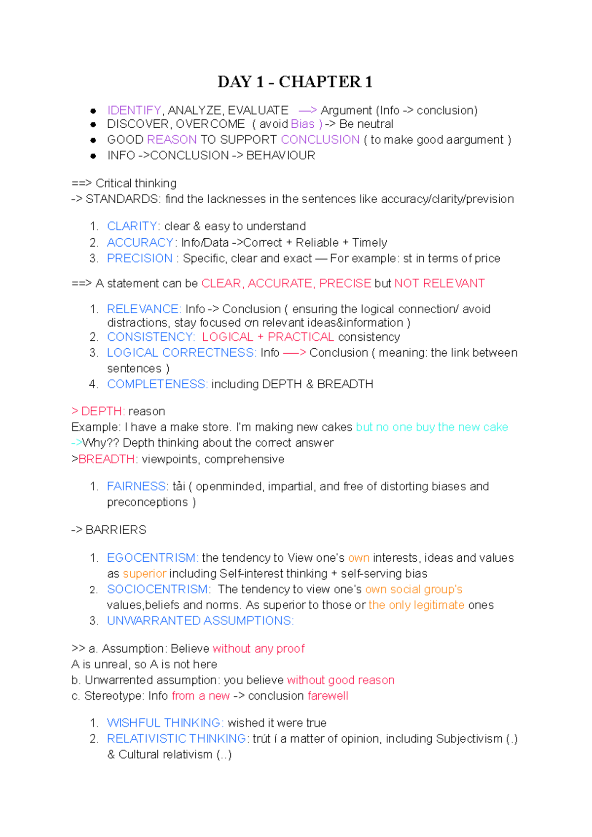 Critical Thinking Notes - CH01 to CH03 Summary in Google Docs - Studocu