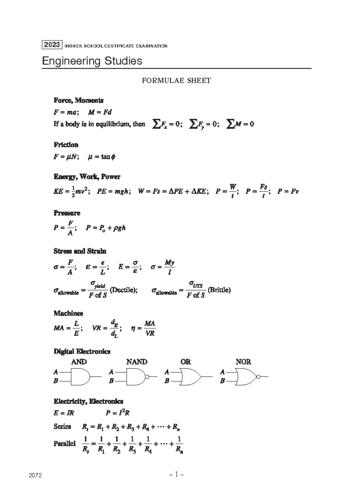 HSC Engineering Studies Trial Exam Questions 2023 - General ...