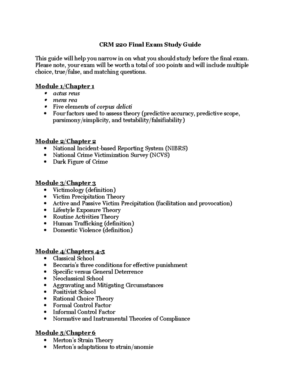 CRM 220 Final Exam Comprehensive Study Guide for Success - Studocu