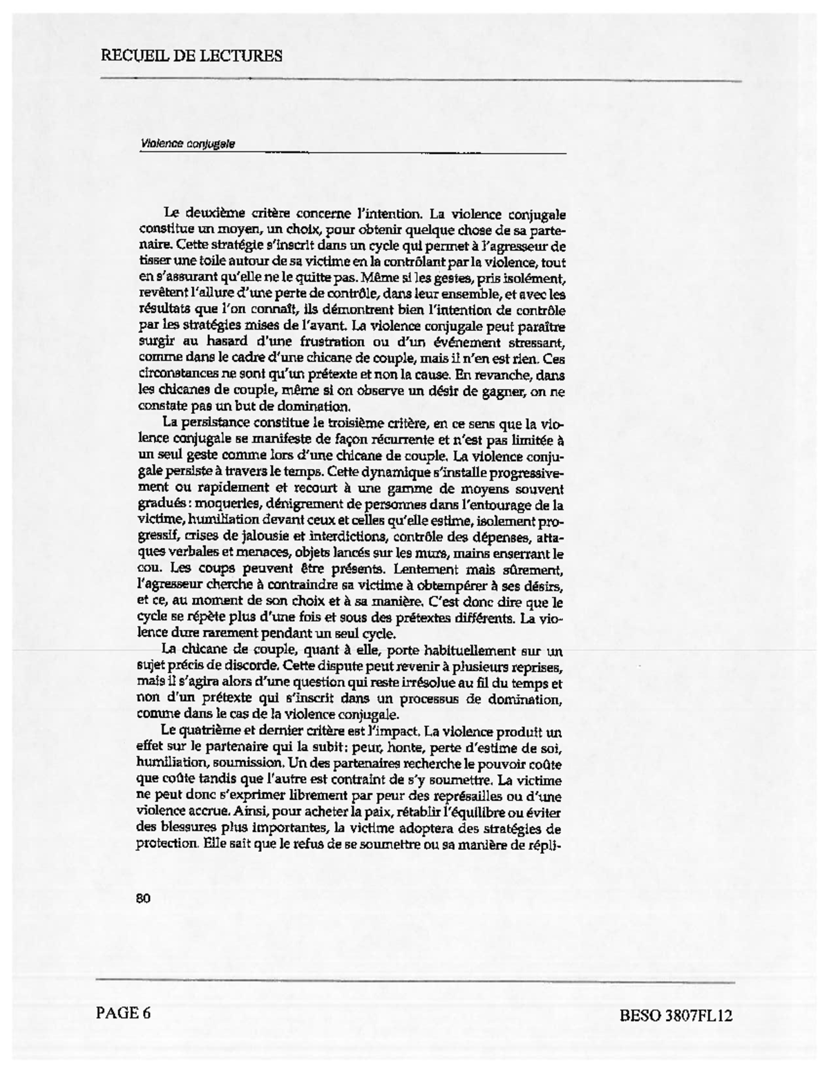 Analyse de la Violence Conjugale : Approches et Critères Identificatifs ...