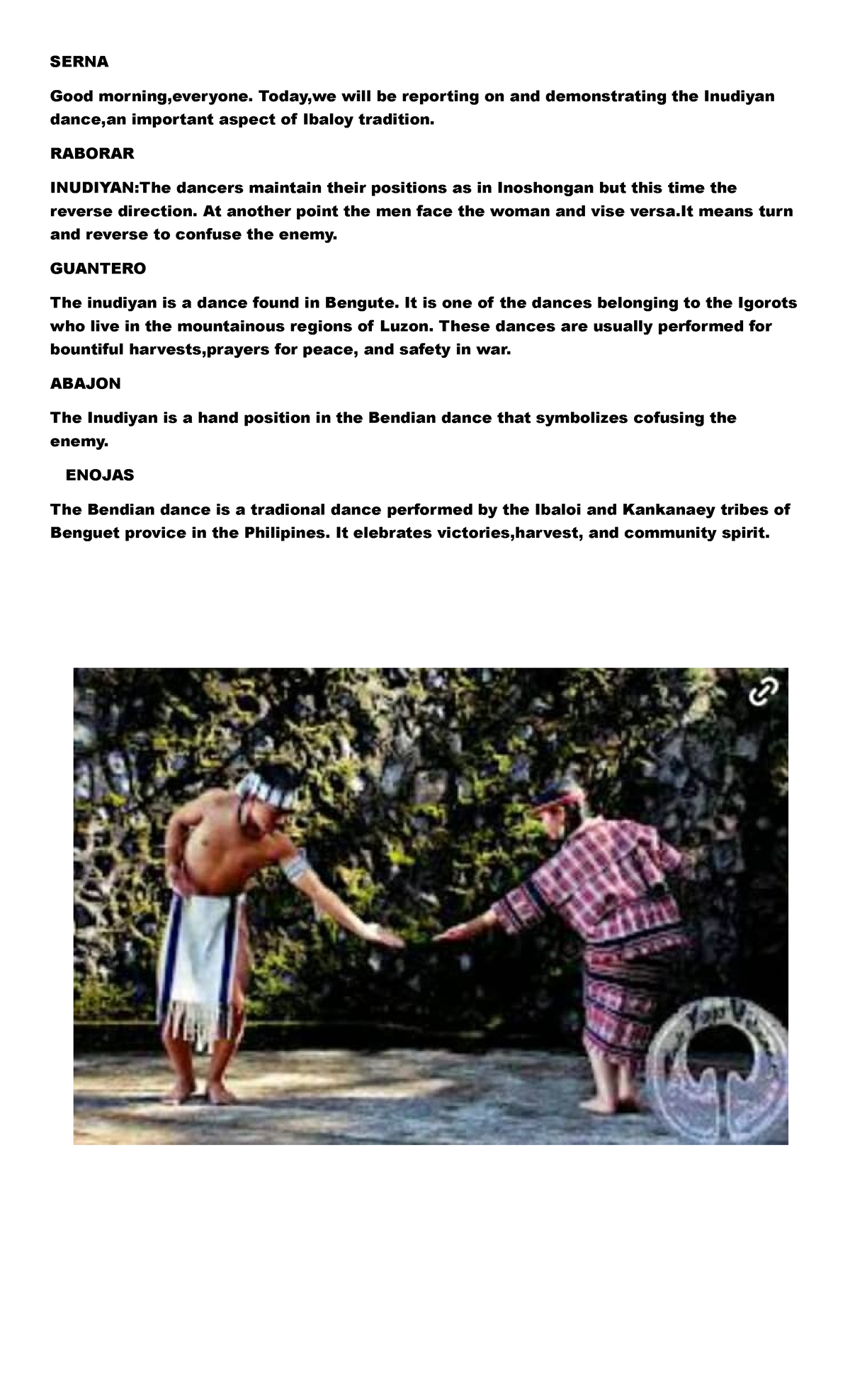 MAPEH Performance Task: Exploring the Inudiyan Dance Tradition - Studocu