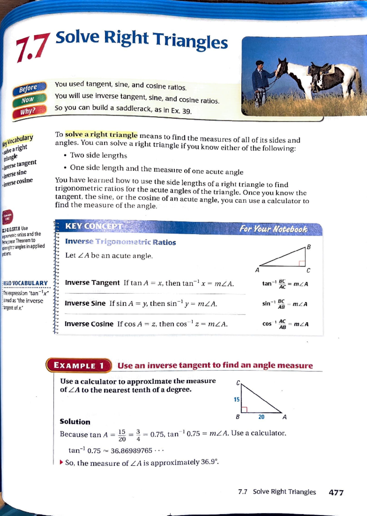 7.7 Geometry: Solving Right Triangles Using Trigonometric Ratios - Studocu