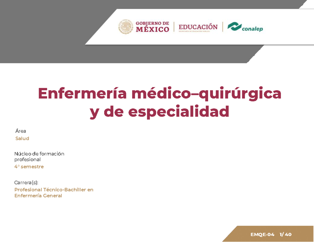 Guía Pedagógica de Enfermería Médico-Quirúrgica 02 P-EMQE 04 - Studocu
