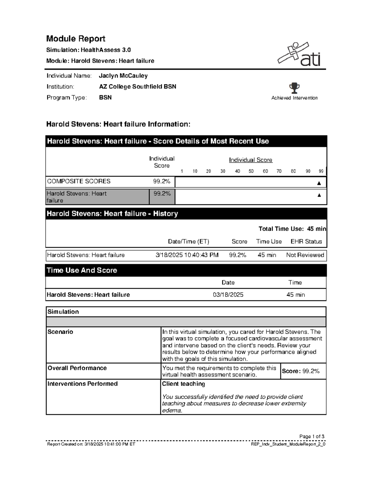 Report (49) - essay repport - Module Report Achieved Intervention ...