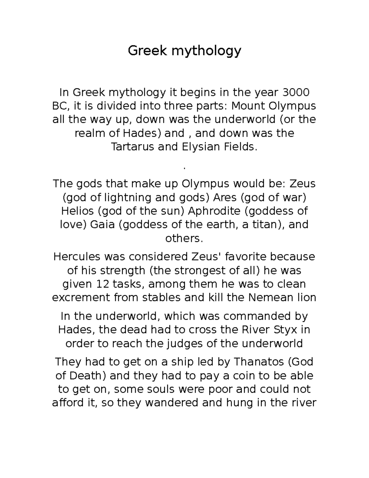 Greek mythology - una breve historia de la mitologia griega, la use ...