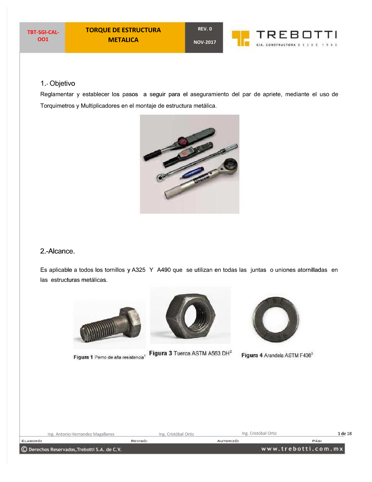 TBT-SGI-CAL-001: Procedimiento de Torque en Estructuras Metálicas - Document Preview