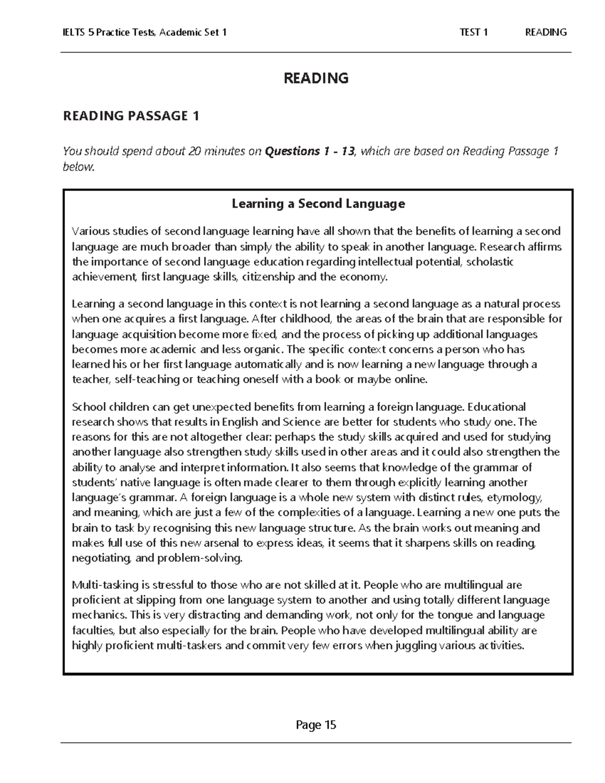 IELTS 5 Practice Tests: Academic Reading Test 1 to Test 5 - Studocu