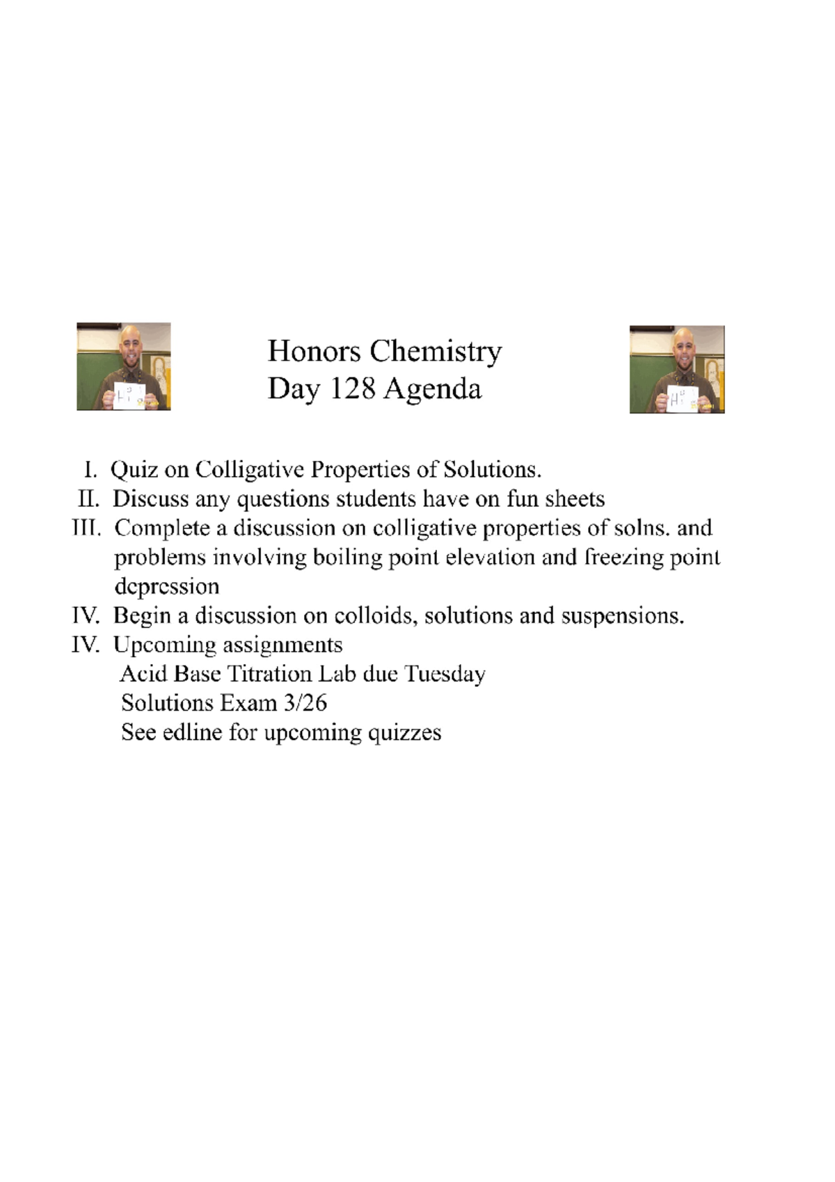 Final Exam Review Notes for Course Code XYZ101 - Honors Chemistry Day ...