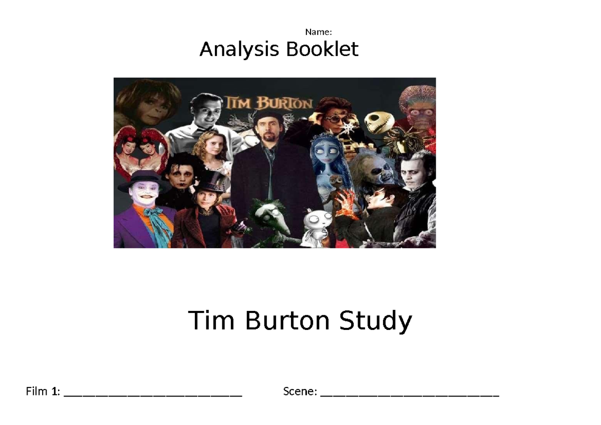 Analysis Booklet: Tim Burton Film Study Elements & Techniques - Studocu