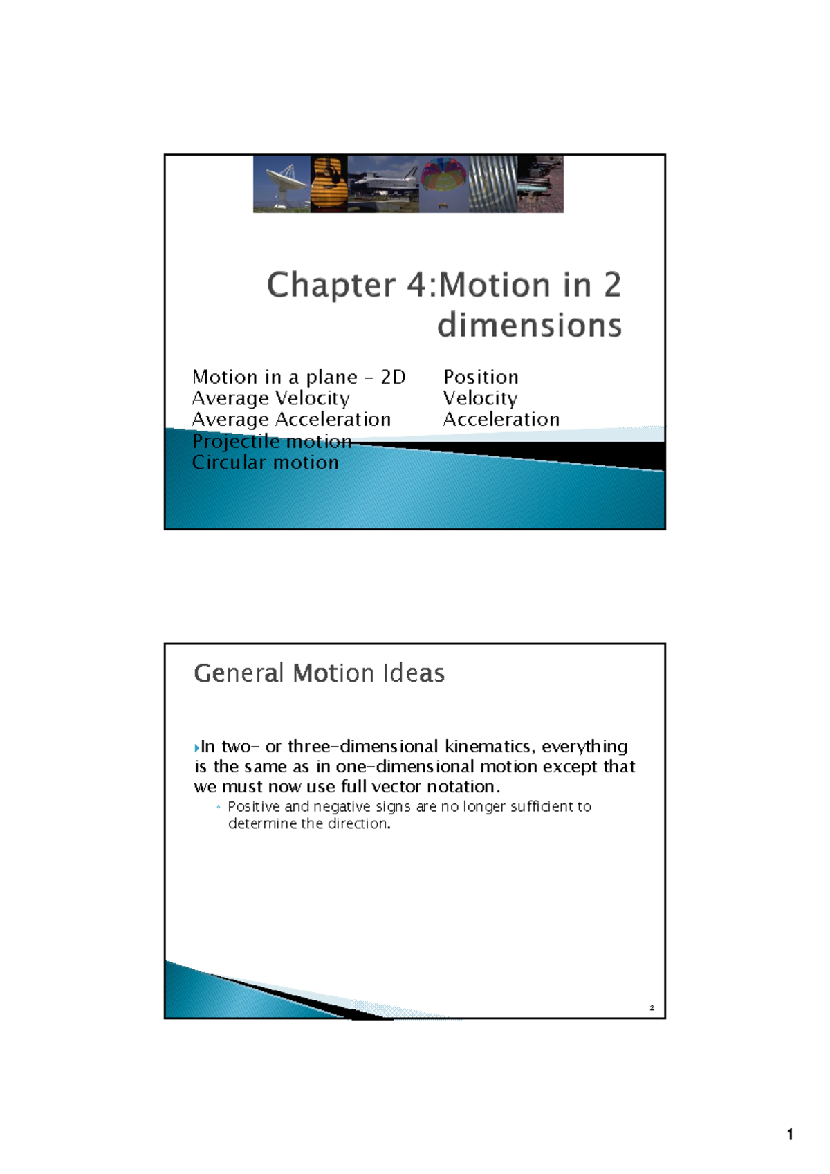 FSK 116 Ch 4 - Motion in 2D - Comprehensive Lecture Notes - Studocu