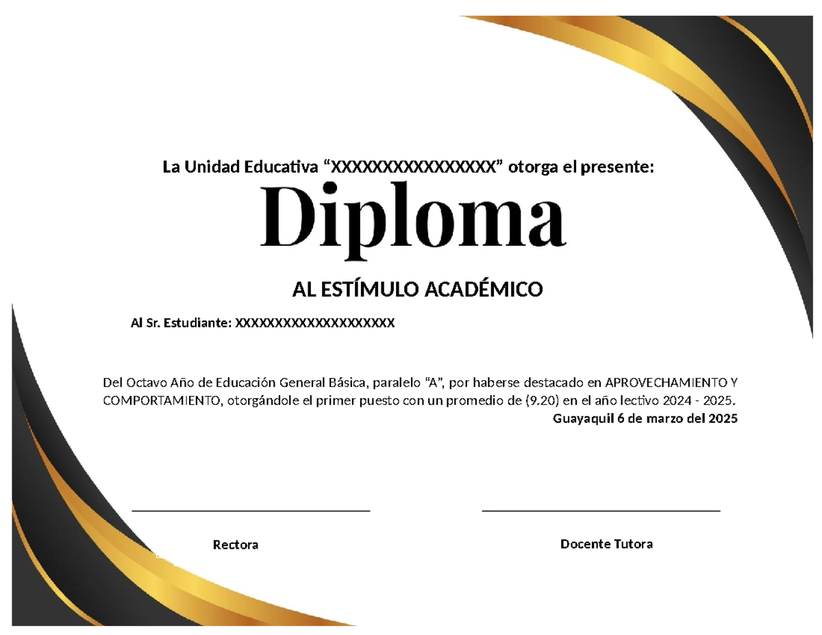 Diplomas de Honor - Reconocimiento a la Excelencia Académica 2024-2025 ...