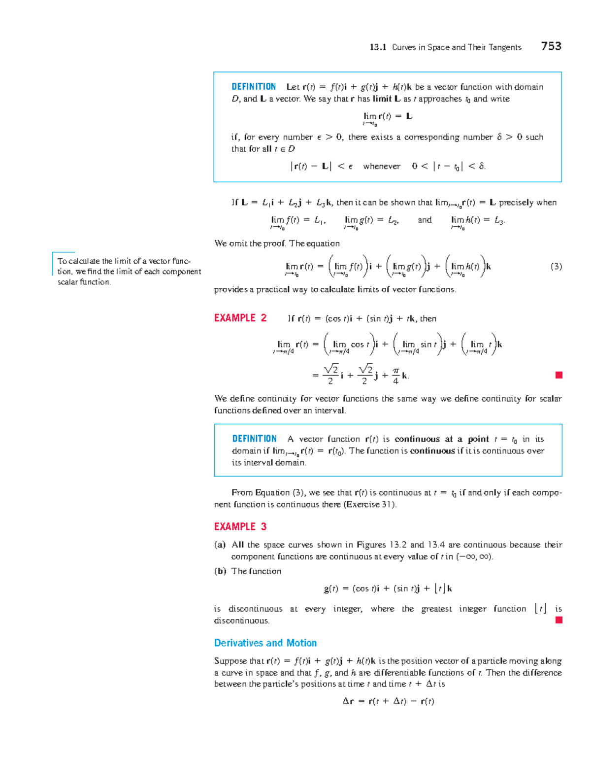 13.1 Curves in Space and Their Tangents - Thomas Calculus Notes - Studocu