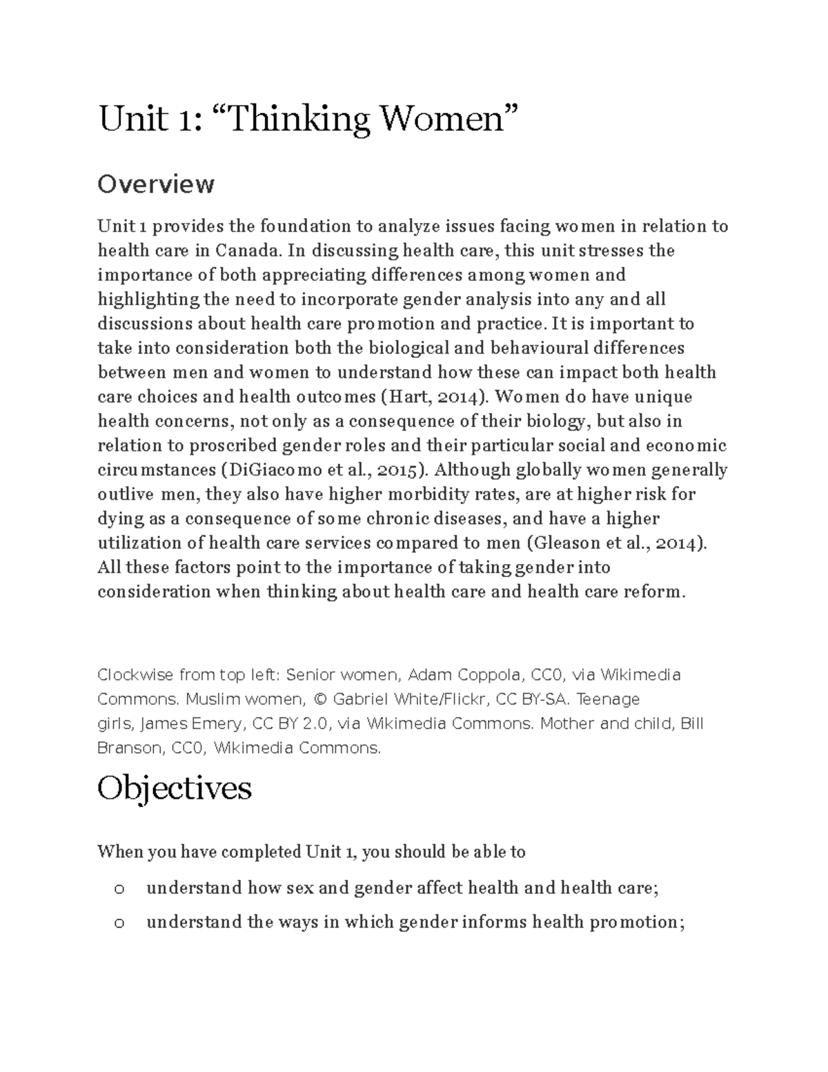 WGST 303 UNIT 1 - LECTURE NOTES: Gender and Women's Health Issues - Studocu