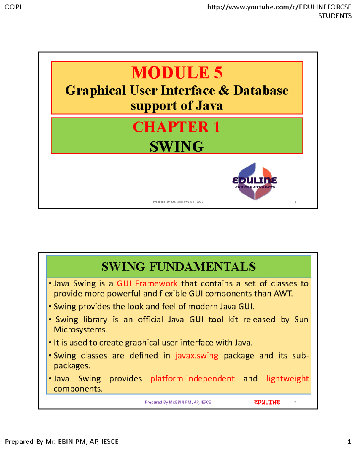 Mod5 - Chapter 1: Java Swing Fundamentals in Computer Science - Studocu
