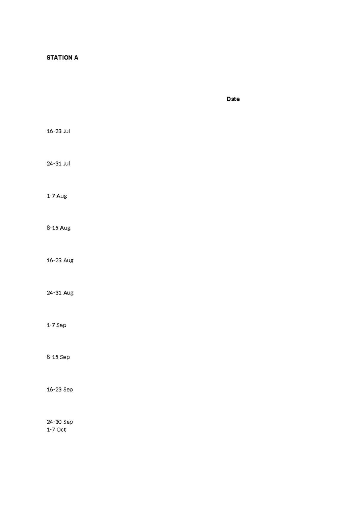 Station A Data Analysis: July to October Observations and Predictions ...