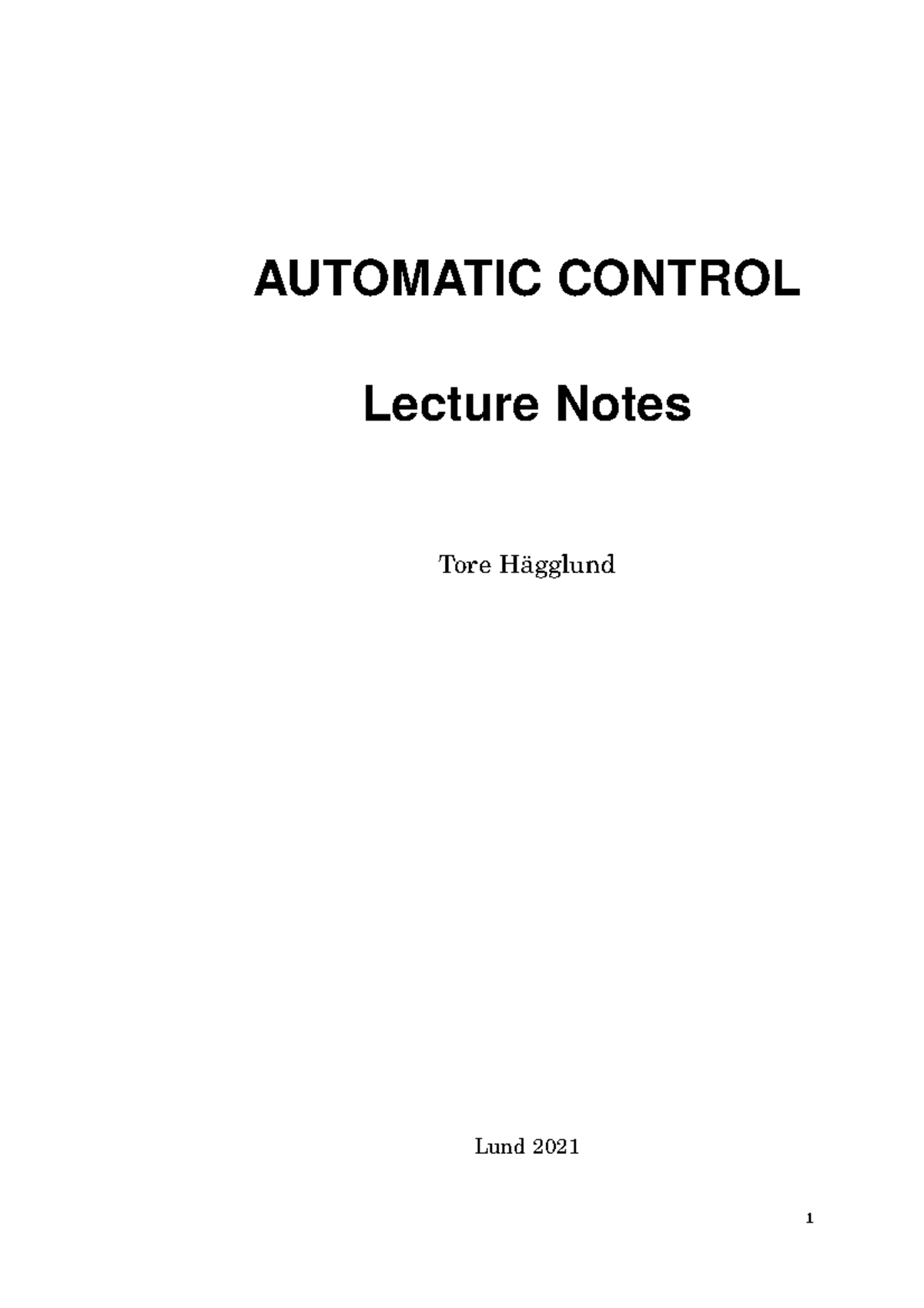 Automatic Control (AC) Lecture Notes: PID Controllers & Process Models ...