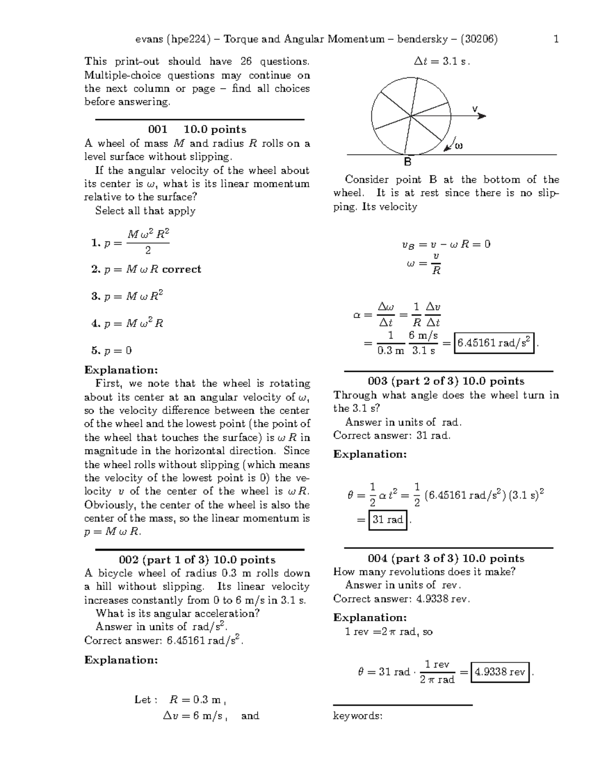 Physics 101: Homework Q&A on Rotational Dynamics and Torque - Studocu