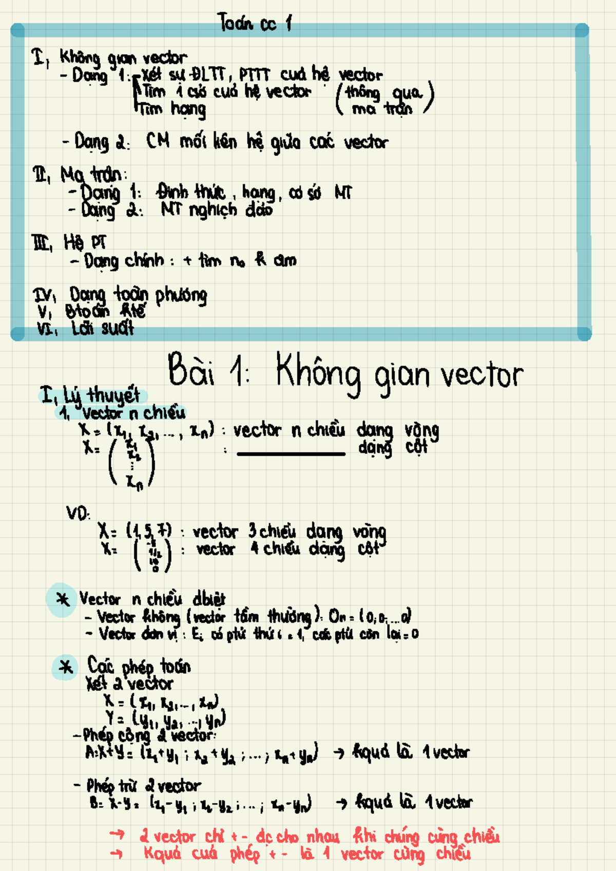 Toán CC 1: Ghi Chú Bài Học và Tài Liệu Tham Khảo - Studocu