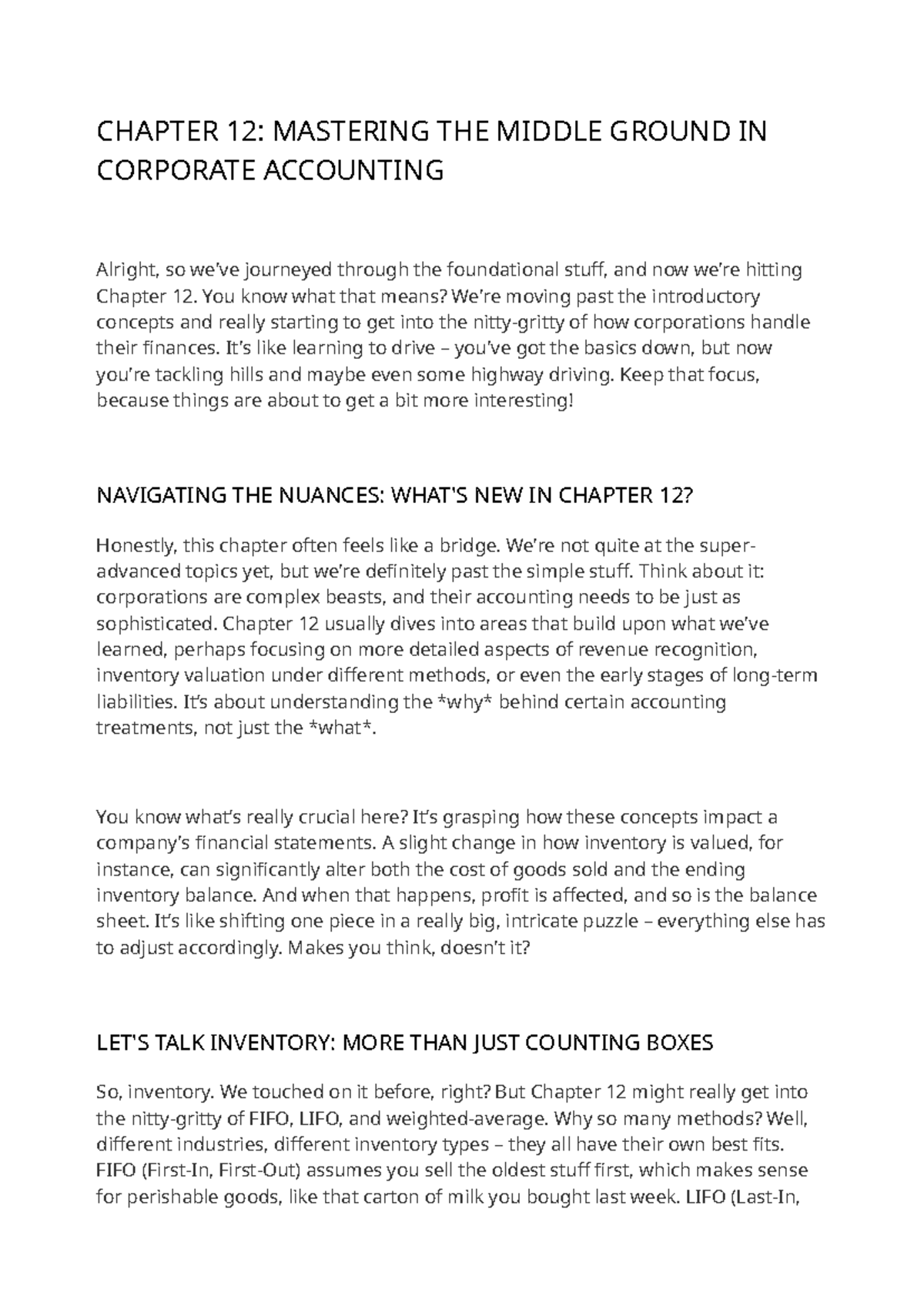 CHAPTER 12: NAVIGATING CORPORATE ACCOUNTING PRINCIPLES - Studocu