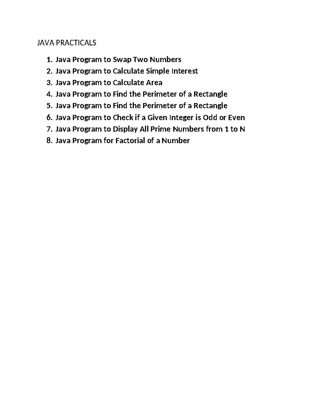 JAVA Practicals - Java Practice Questions - b.tech - JAVA PRACTICALS ...