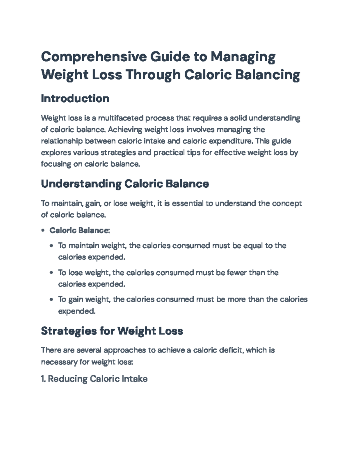 Comprehensive Weight Loss Guide: Effective Strategies for Caloric ...