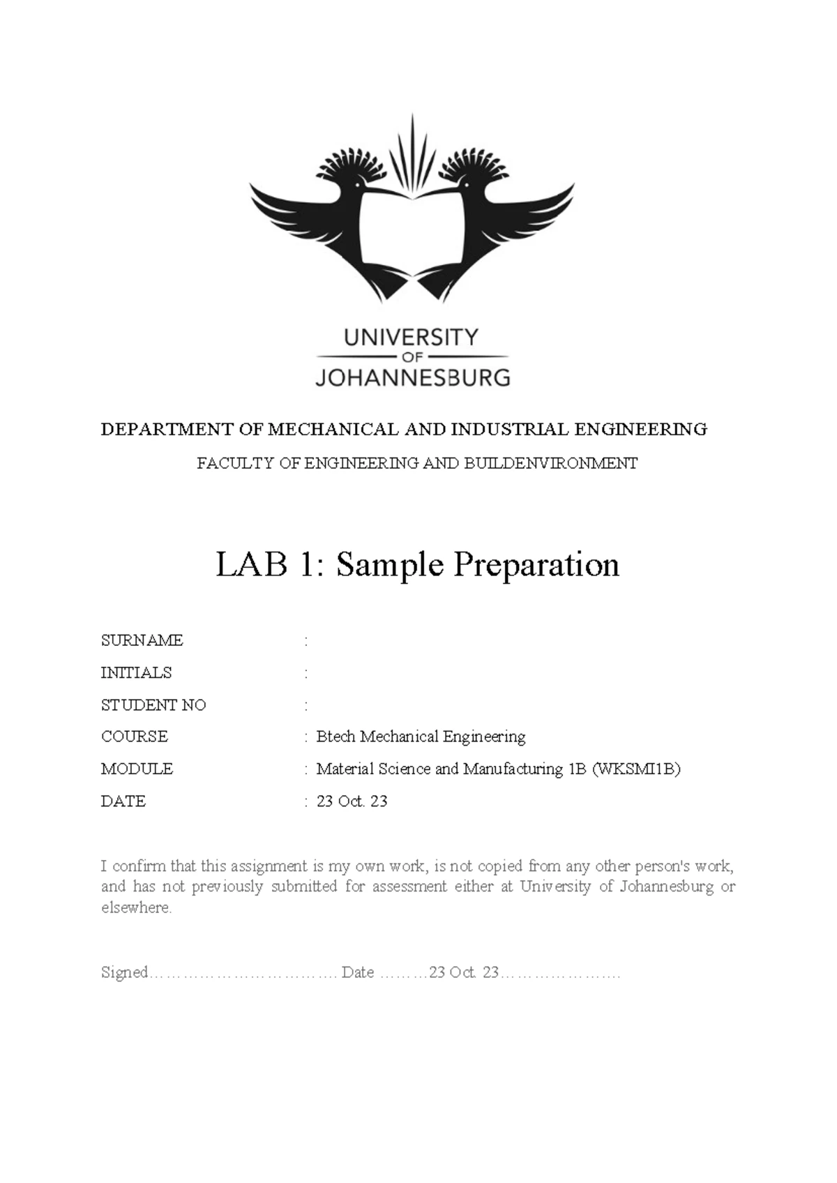 Material Sciences Lab Reports: Sample Prep & Microstructure Analysis ...
