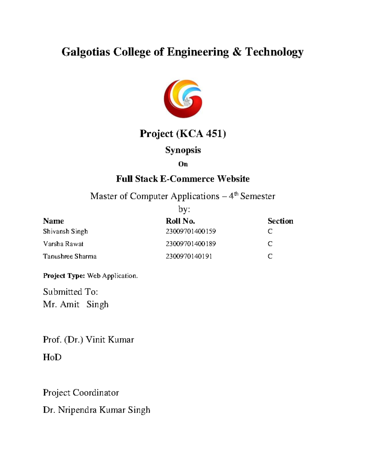 Campus Placement Portal Project Synopsis (KCA 451) - MCA 4th Sem - Studocu