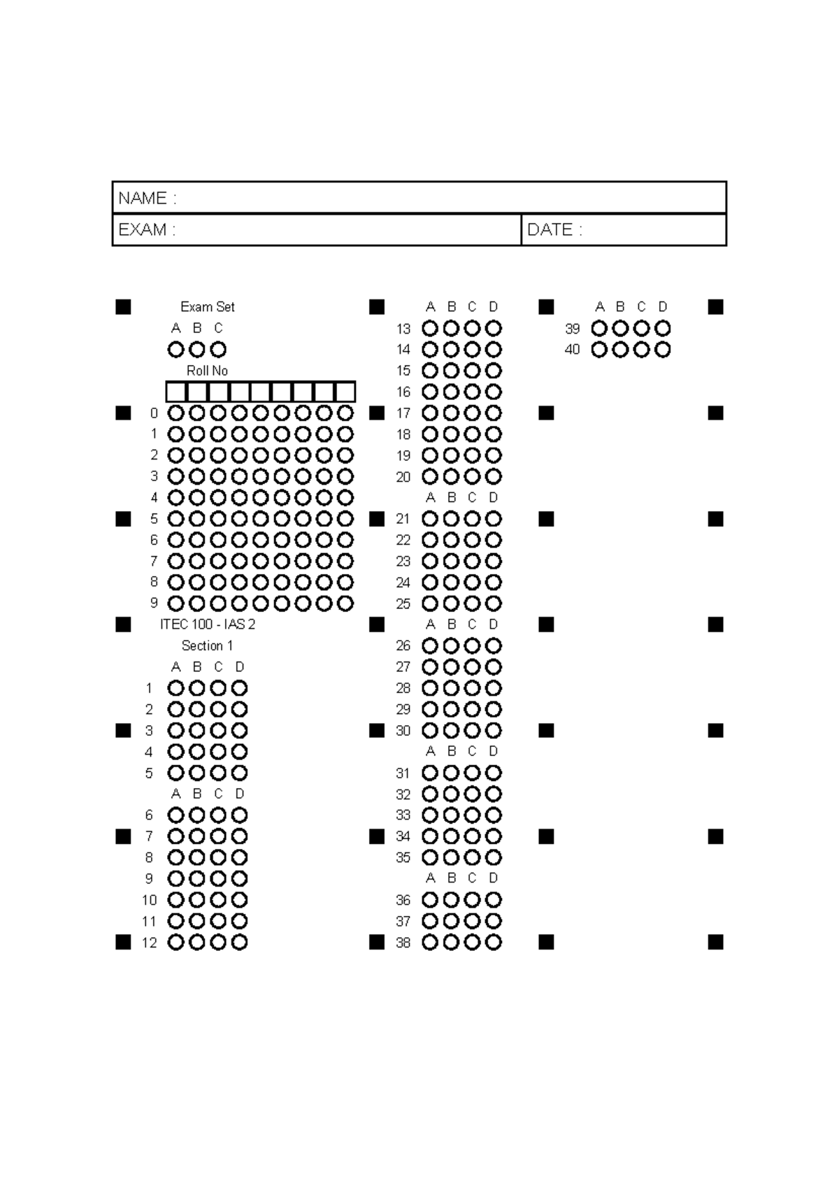QUIZ 1 Answer Sheet for ITEC 100 IAS 2 Section 1 - Studocu