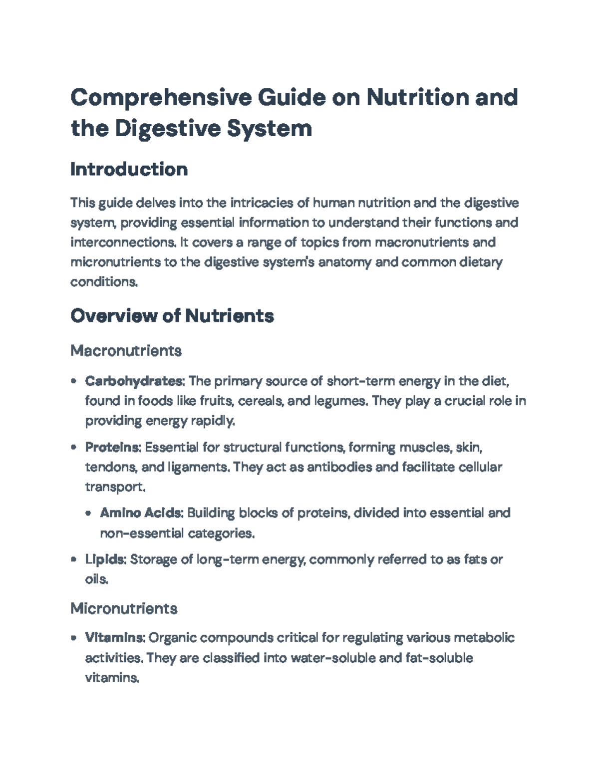 Comprehensive Guide on Nutrition and Digestive System Overview ...