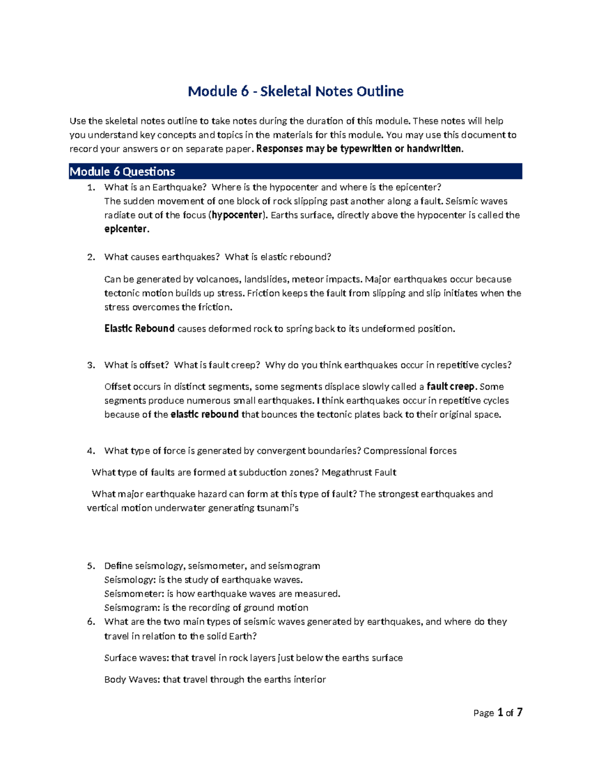 Module 6 Skeletal Notes Outline: Key Concepts & Questions Explained ...