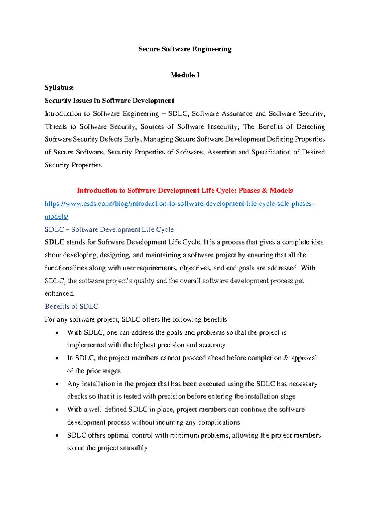 Secure Software Engineering Insights - PE853CSM Unit I Overview - Studocu