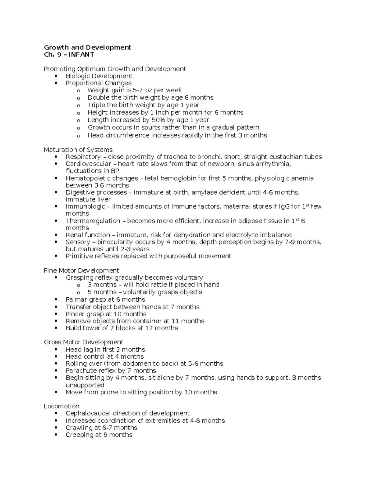 G&D 101: Test 1 - Growth & Development of Infants & Toddlers - Studocu