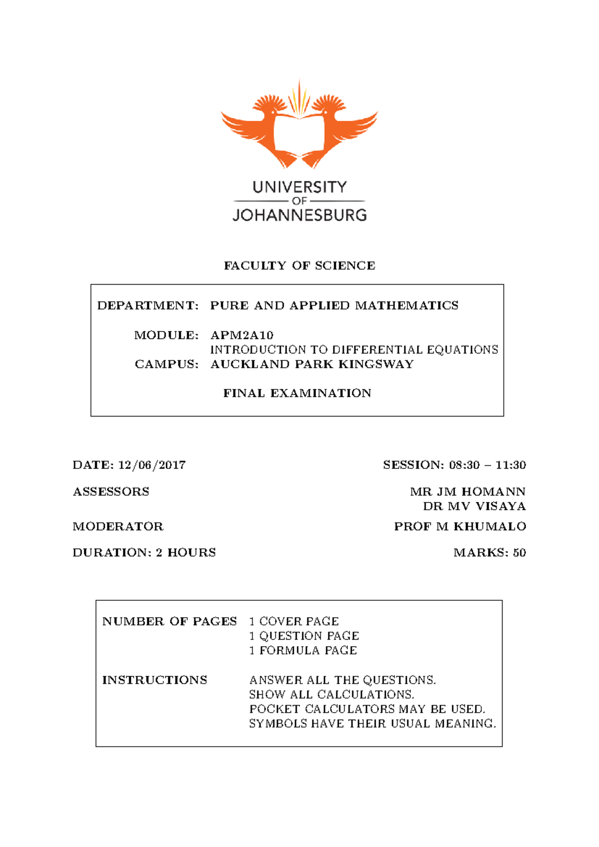 Uj 28963+ Source 1+ Source 1 - FACULTY OF SCIENCE DEPARTMENT: PURE AND ...