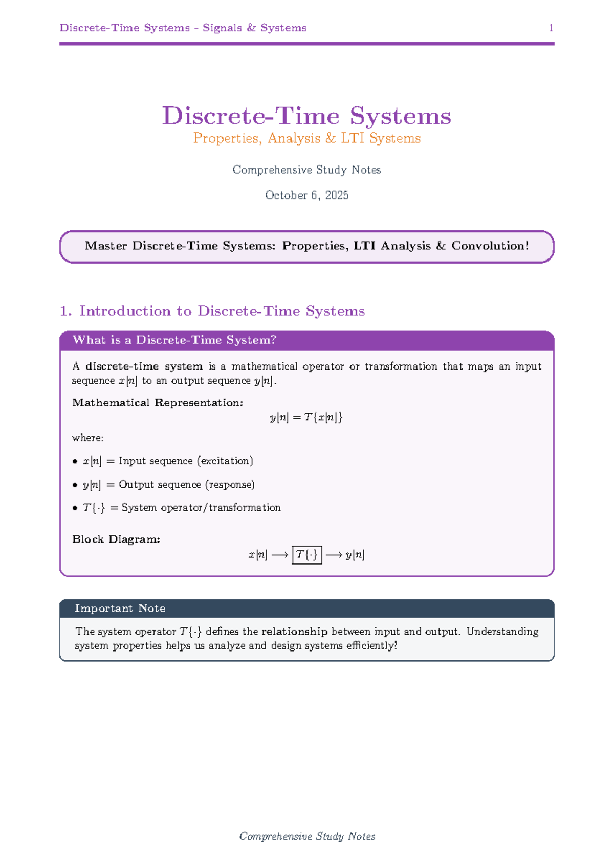 Comprehensive Study Notes on LTI Systems: Properties & Analysis - Studocu