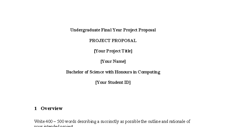 BSc (Hons) Computing Final Year Project Proposal Guide - Studocu