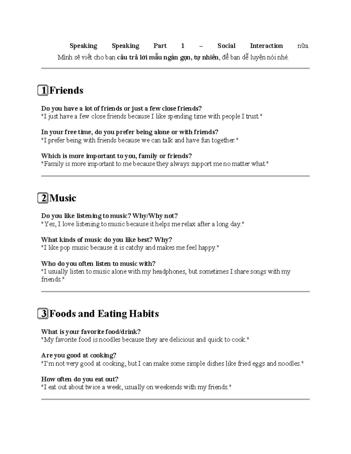 English Conversation - Speaking Part 1: Social Interaction Tips - Studocu