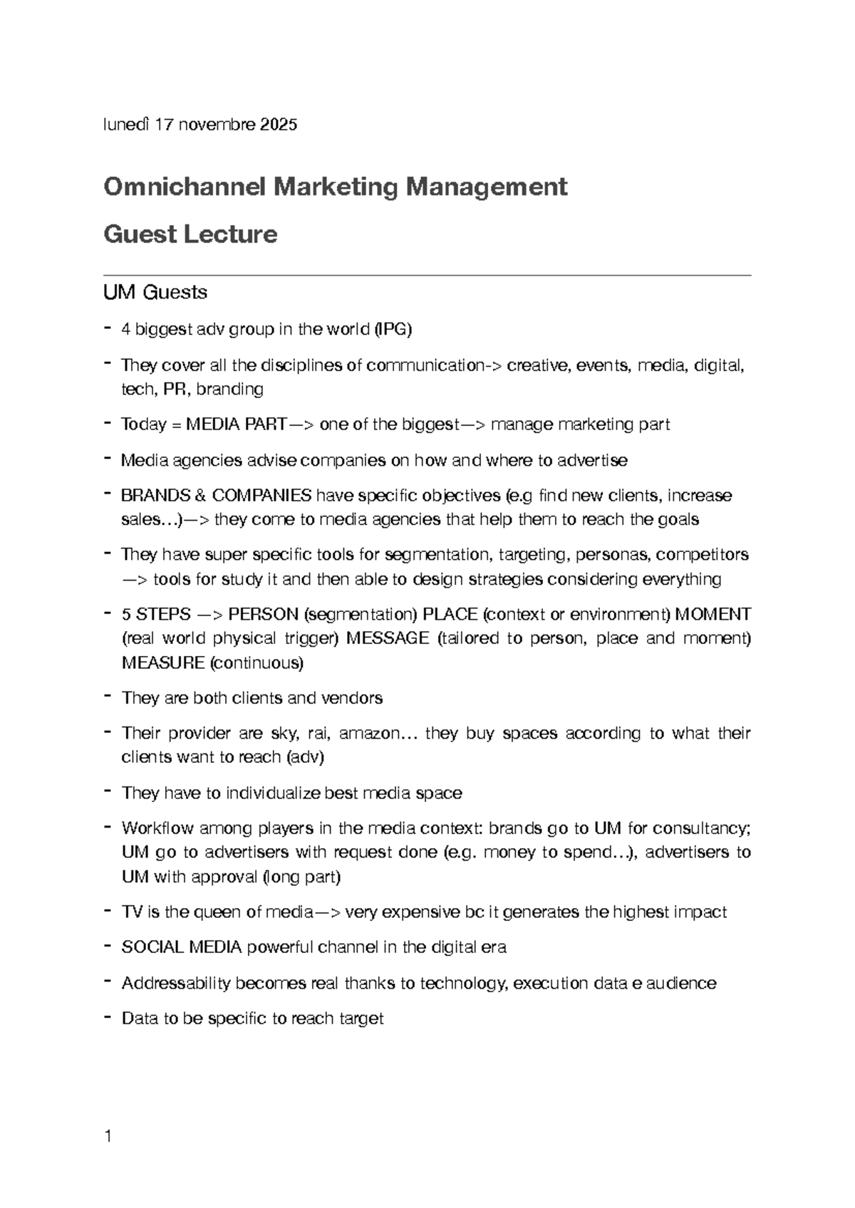 Guest Lecture Notes on Omnichannel Marketing Management (UM) - Studocu