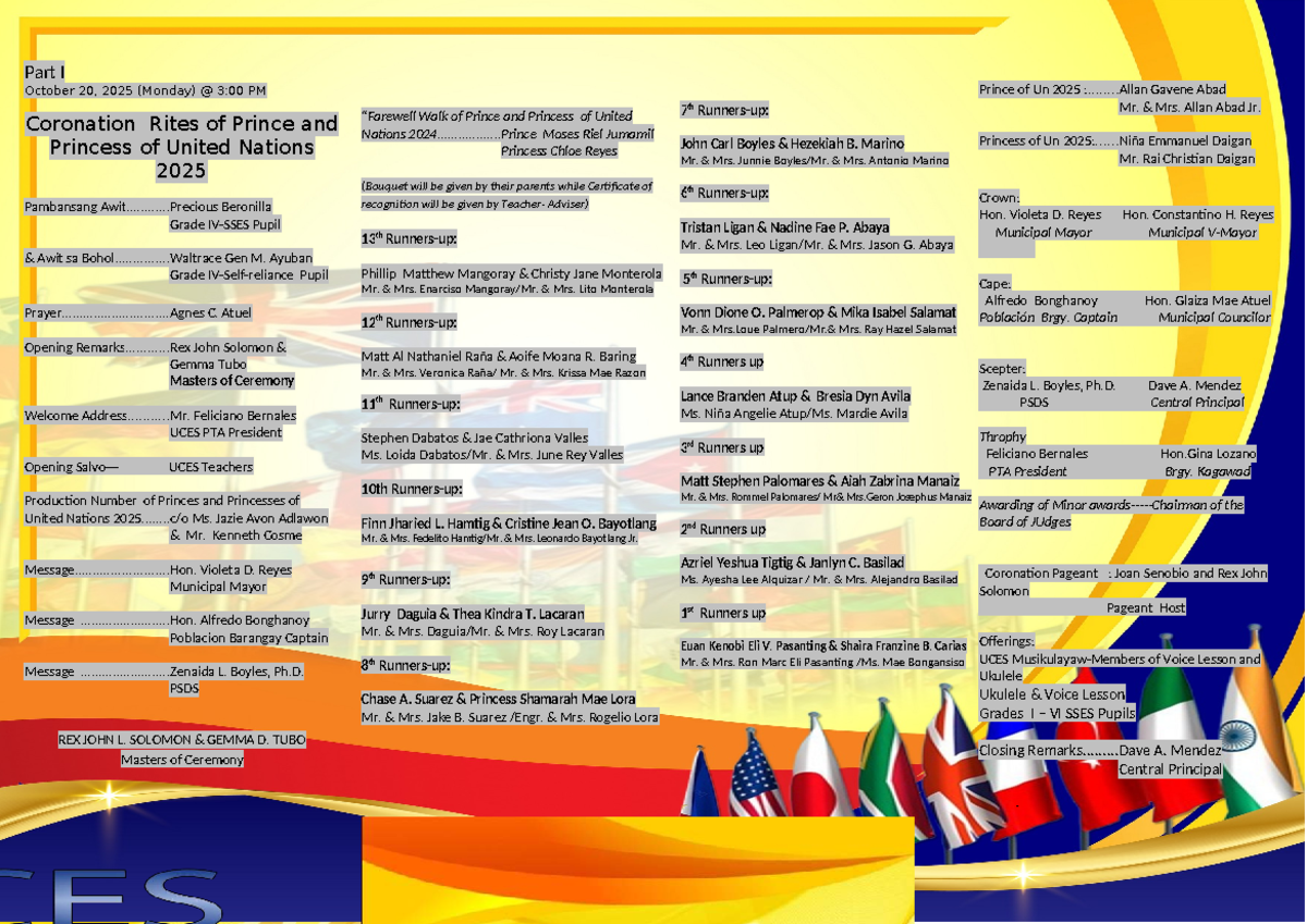 UN 2025 Coronation Rites Program - October 20, 2025 - Studocu