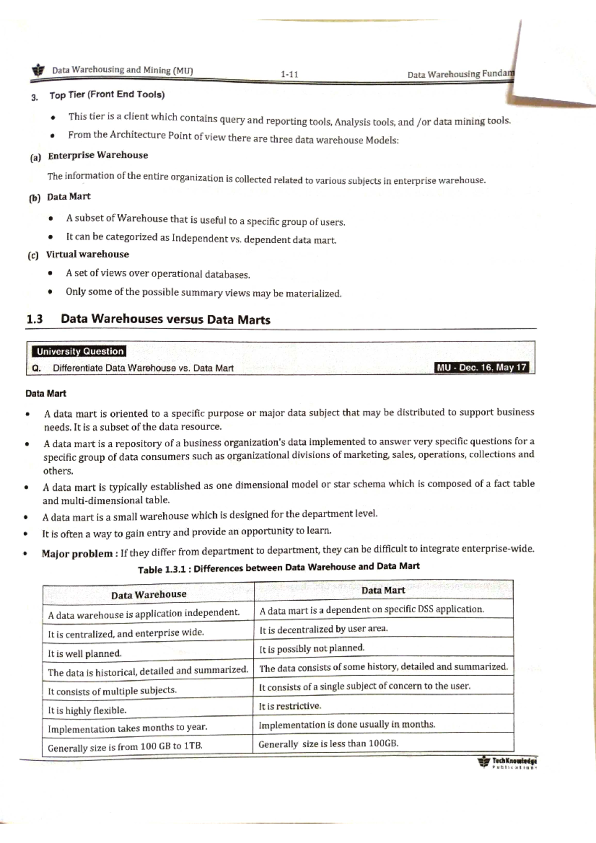 Dwm Imps - important answers - Data Warehousing and Mining (MU) Data ...