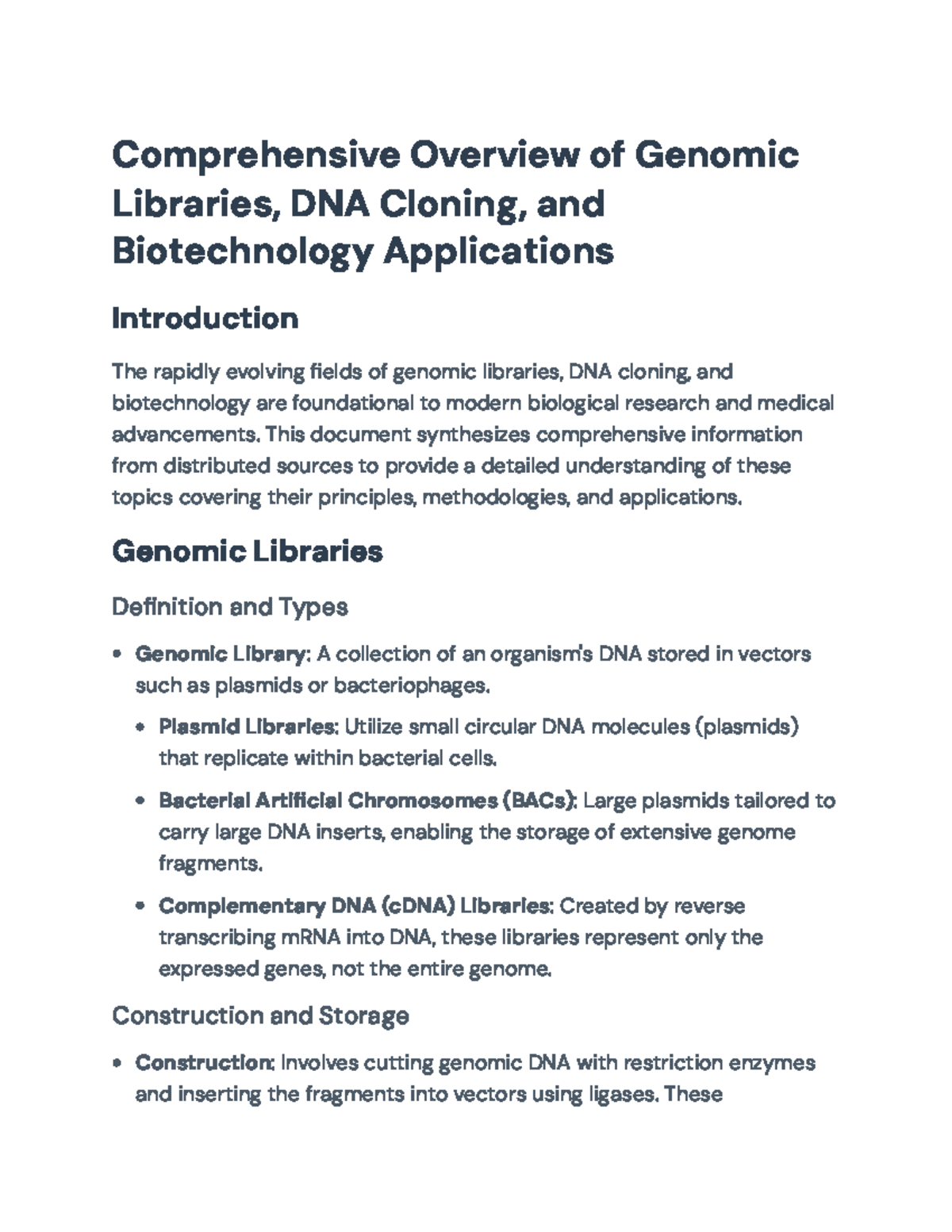 Comprehensive Overview of Genomic Libraries & DNA Cloning Techniques ...