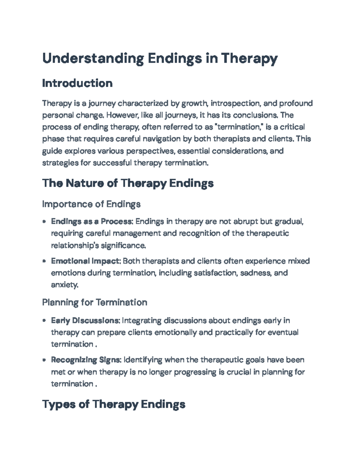 Therapy Termination: A Comprehensive Guide to Ending Sessions ...