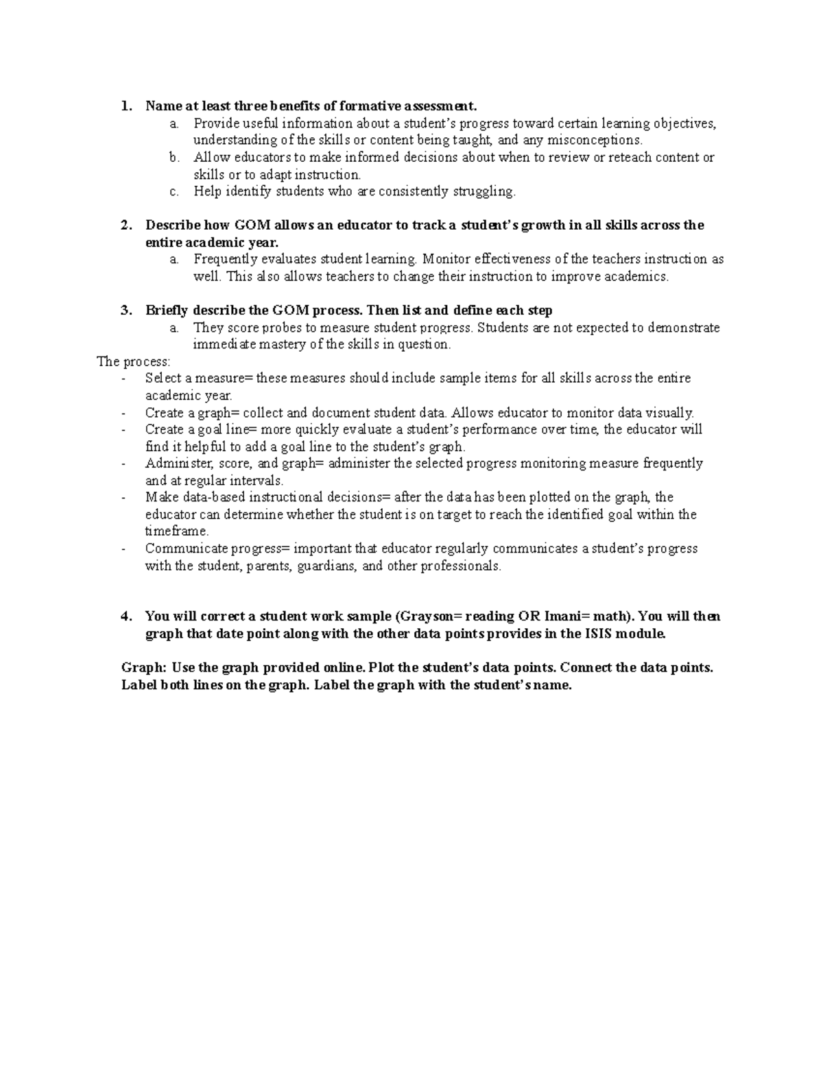 Module 2 Application Activity: Formative Assessment Techniques & GOM ...
